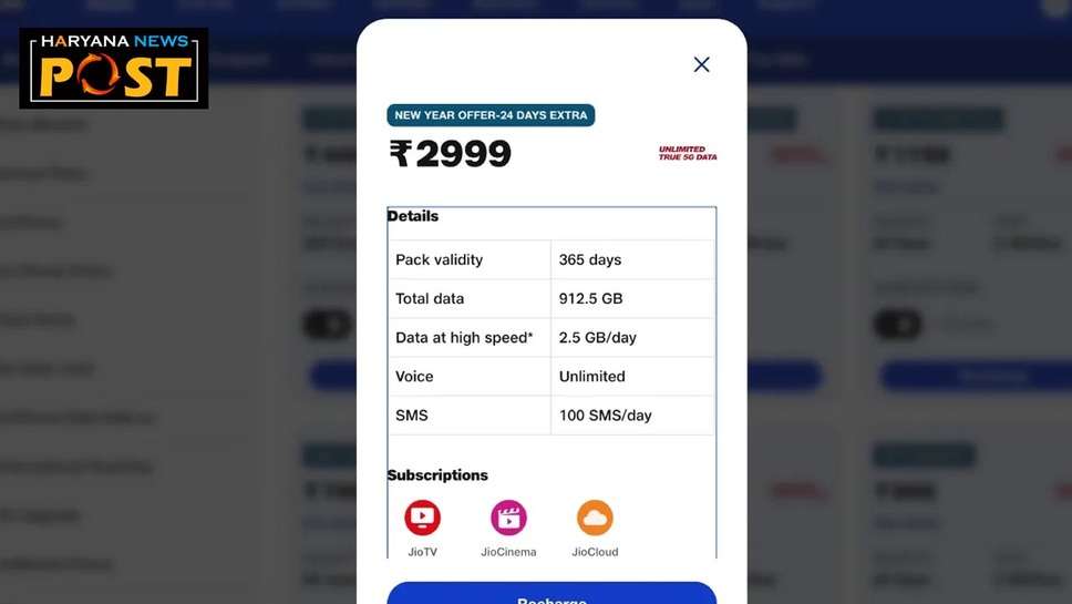 Jio New Year Offer 2024 Many benefits with 900GB data : Jio New Year Offer 2024 : जिओ के एक रिचार्ज में 900GB डेटा के साथ ढेरों बेनिफिट्स